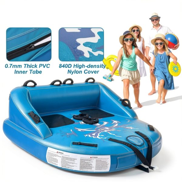 Inflatable Towable Tube 2 Person Capacity Durable Nylon-7