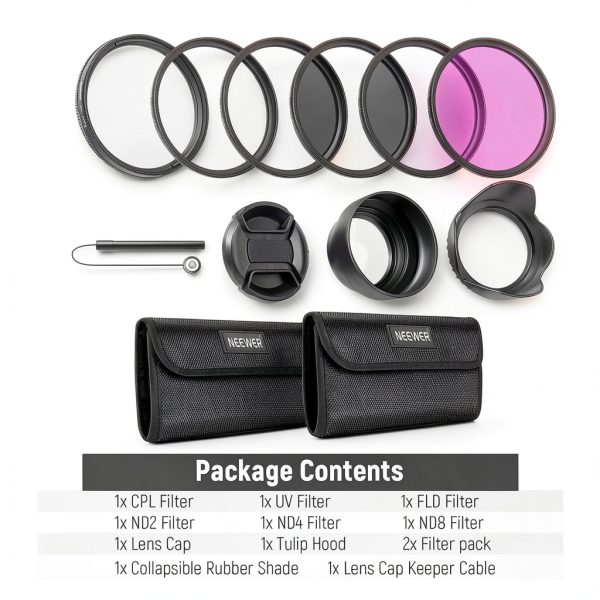 Neewer 58mm Lens Filter Kit UV CPL ND for DSLR Cameras-8