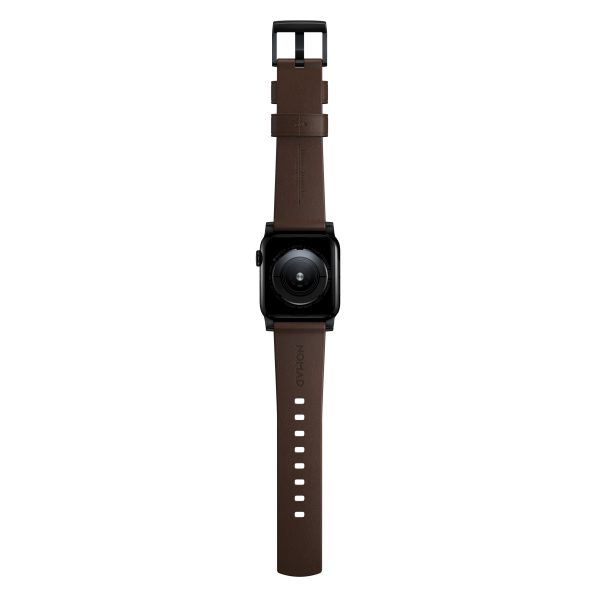 Modern Leather Apple Watch Strap Brown Black Lugs Horween-6