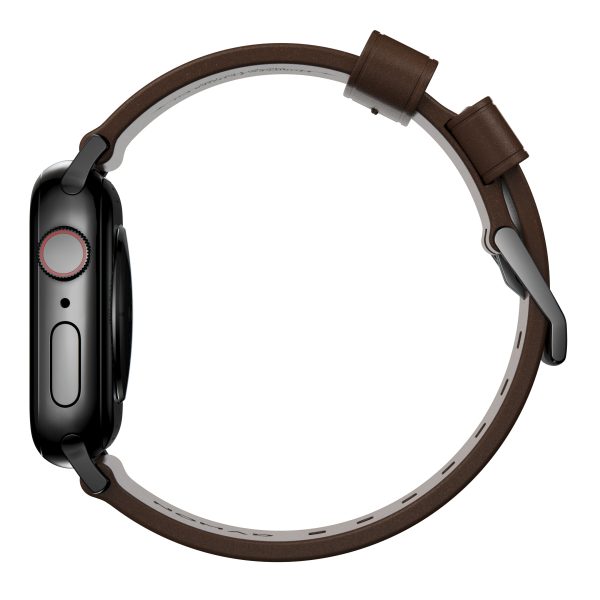 Modern Leather Apple Watch Strap Brown Black Lugs Horween-2