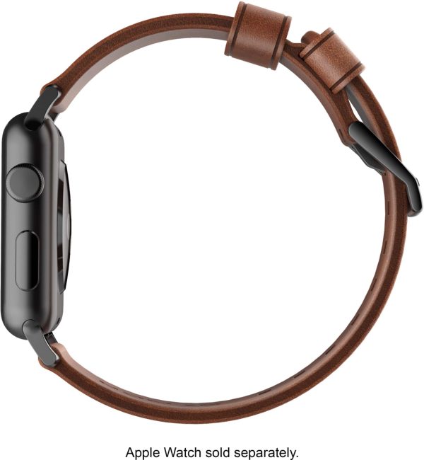 Modern Leather Apple Watch Strap Brown Black Lugs Horween-10