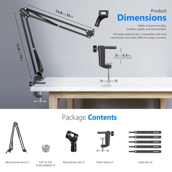 Neewer Microphone Boom Arm Adjustable Desk Mount Studio-2