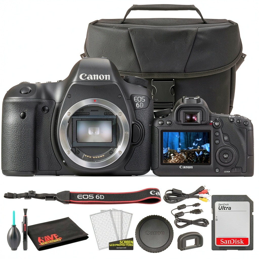 Installing Canon EOS 6D DSLR Camera Body Only International Version on a wooden desk
