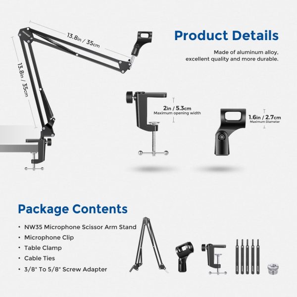 Neewer Microphone Boom Arm Adjustable Desk Mount Studio-7