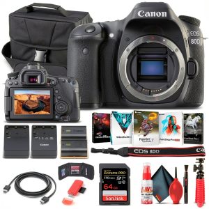 Canon EOS 80D DSLR Camera Body Bundle 24MP Sensor-0