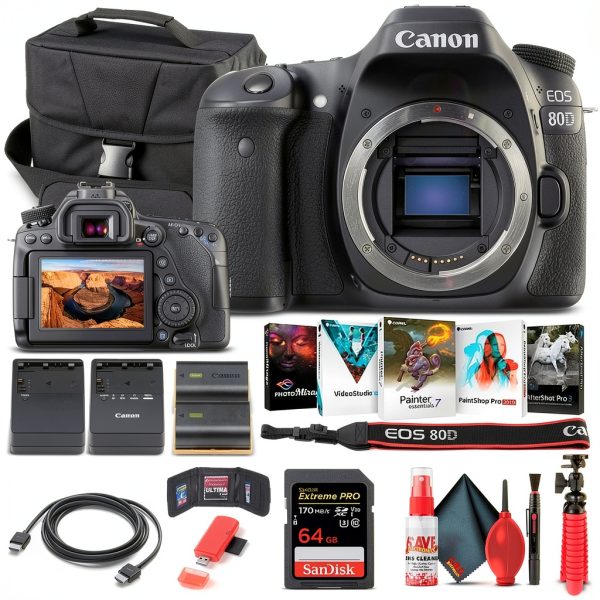 Canon EOS 80D DSLR Camera Body Bundle 24MP Sensor-0