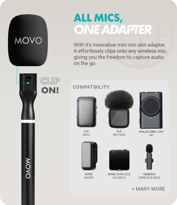 Movo WMX-HM2 Wireless Lavalier to Handheld Mic Grip-3