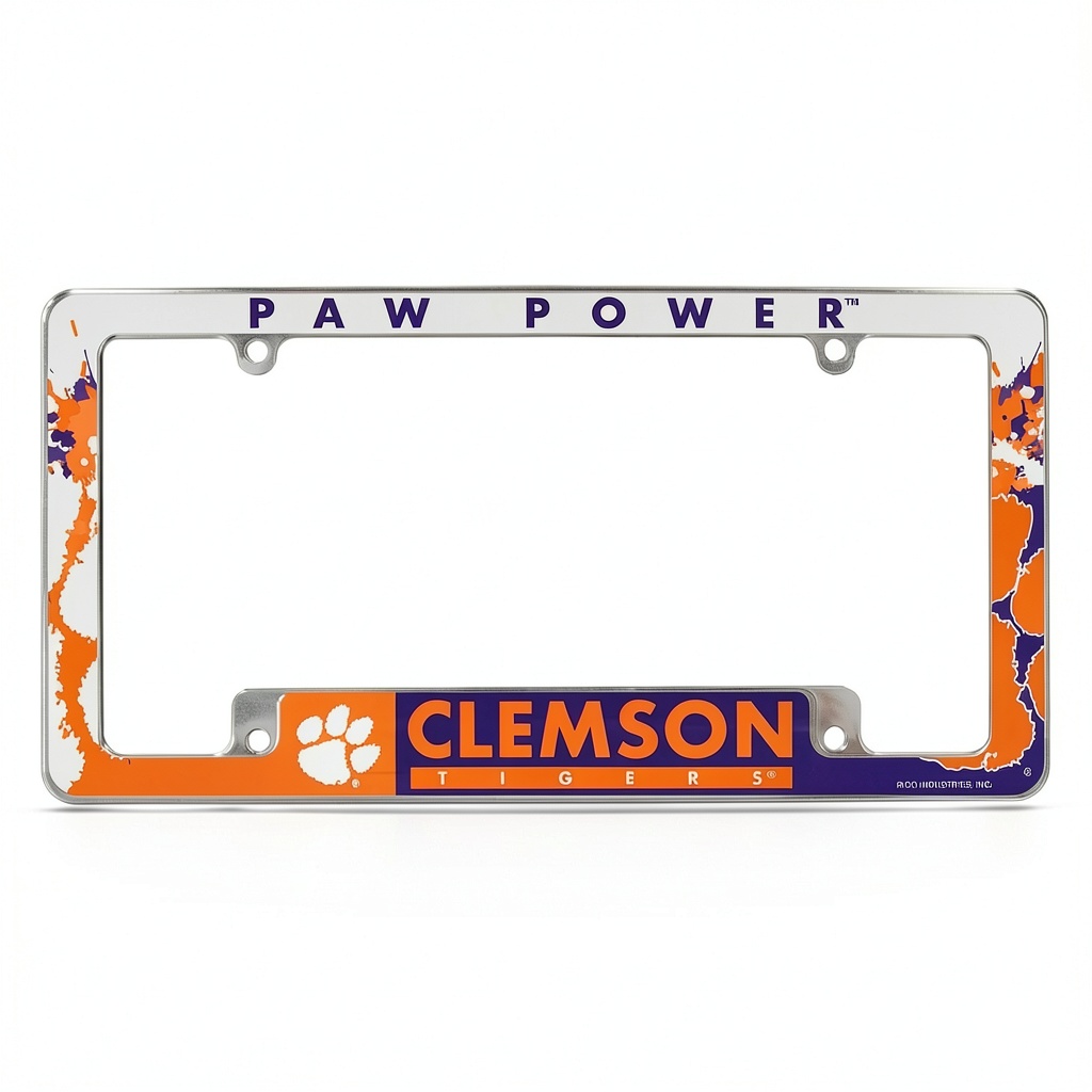 Installing Team License Plate Frame Bold Design Fits Most Vehicles on a wooden desk