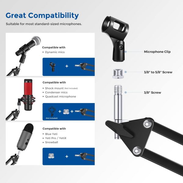 Neewer Microphone Boom Arm Adjustable Desk Mount Studio-1