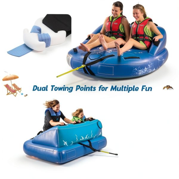 Inflatable Towable Tube 2 Person Capacity Durable Nylon-9
