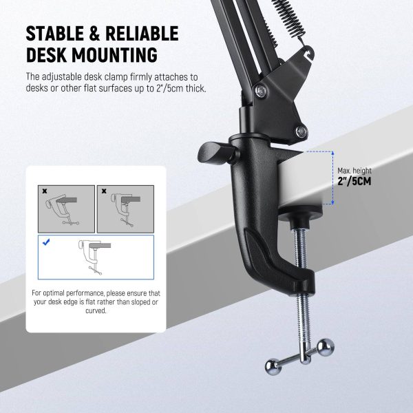 Neewer Microphone Arm Stand Desk Mount Flexible Metal Build-3