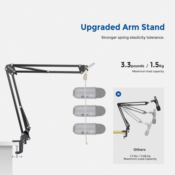 Neewer Microphone Boom Arm Adjustable Desk Mount Studio-3