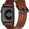 Modern Leather Apple Watch Strap Brown Black Lugs Horween-12