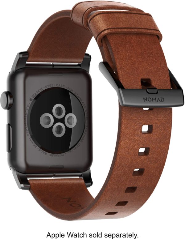 Modern Leather Apple Watch Strap Brown Black Lugs Horween-12