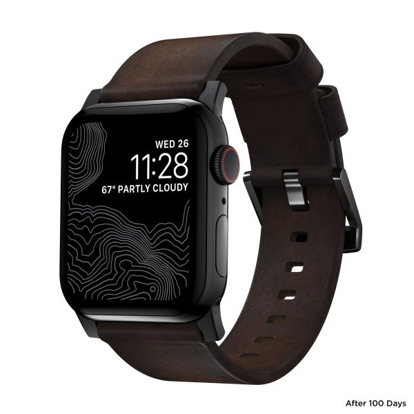 Modern Leather Apple Watch Strap Brown Black Lugs Horween-8