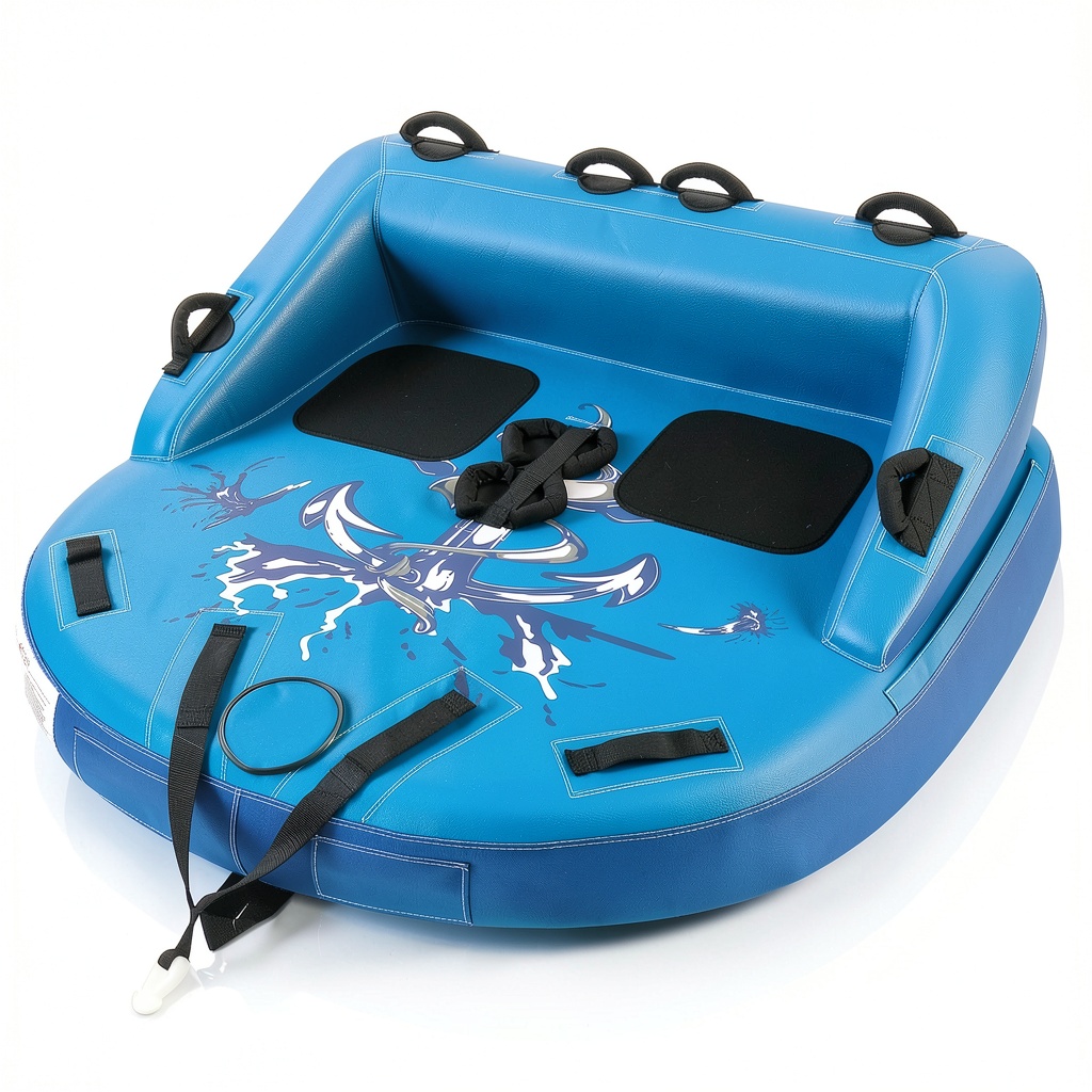 Installing Inflatable Towable Tube 2 Person Capacity Durable Nylon on a wooden dock