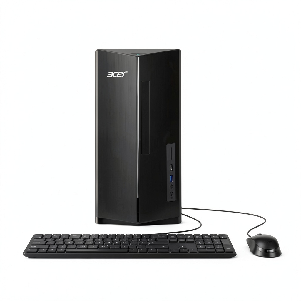 Acer Aspire Desktop setup with monitor and accessories