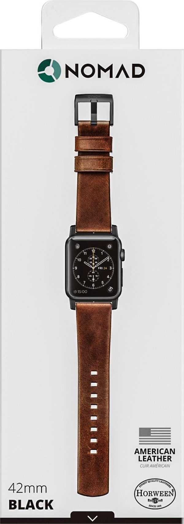 Modern Leather Apple Watch Strap Brown Black Lugs Horween-13