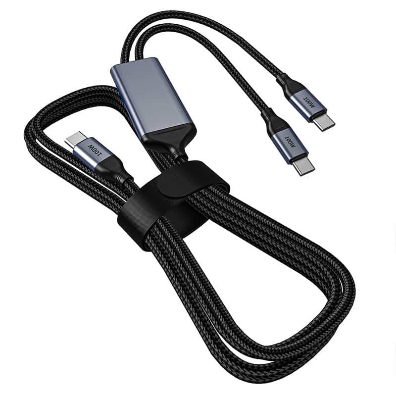 Nomad USB-C splitter cable connected to 1st Gen Charging Stand