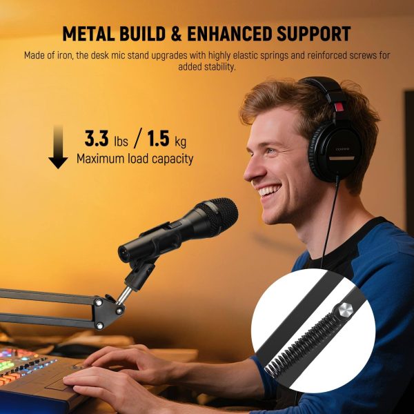 Neewer Microphone Arm Stand Desk Mount Flexible Metal Build-4
