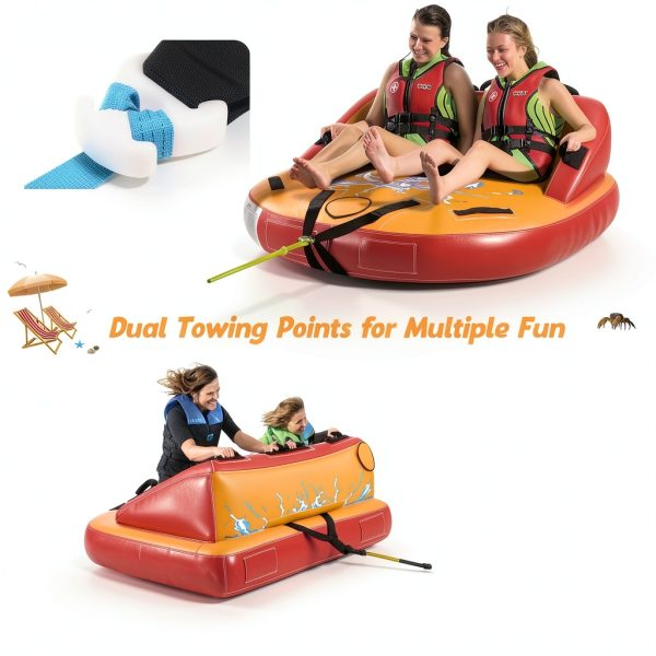 Inflatable Towable Tube 2 Person Capacity Durable Nylon-8