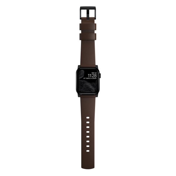 Modern Leather Apple Watch Strap Brown Black Lugs Horween-5