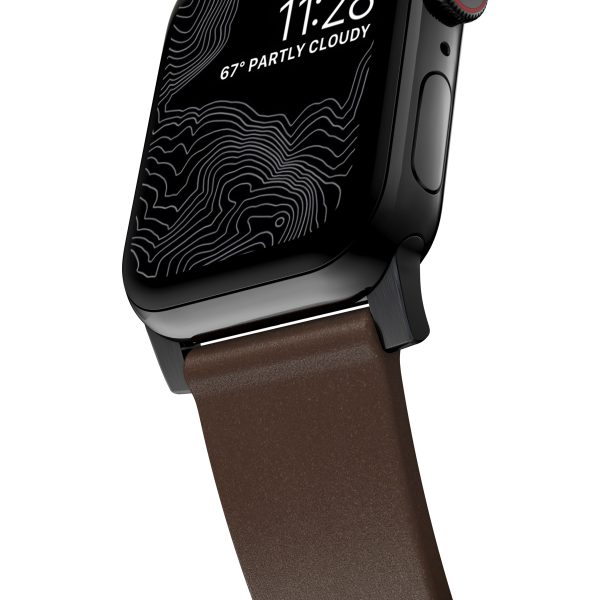 Modern Leather Apple Watch Strap Brown Black Lugs Horween-3