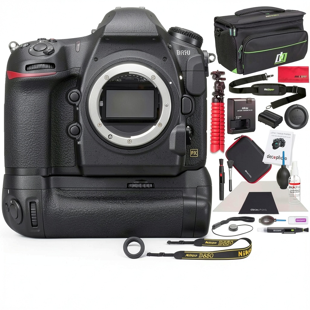 Nikon D850 DSLR camera with battery grip attached