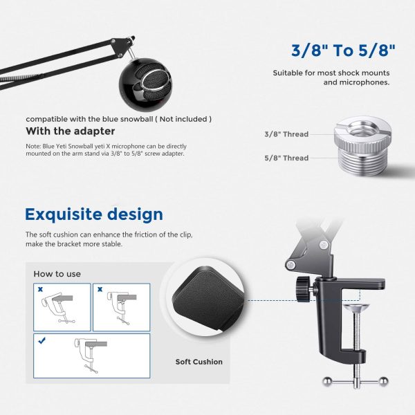 Neewer Microphone Boom Arm Adjustable Desk Mount Studio-5