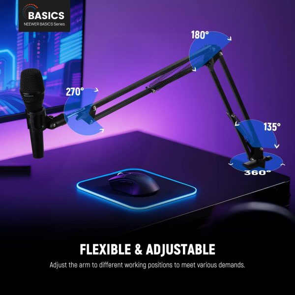Neewer Microphone Arm Stand Desk Mount Flexible Metal Build-1