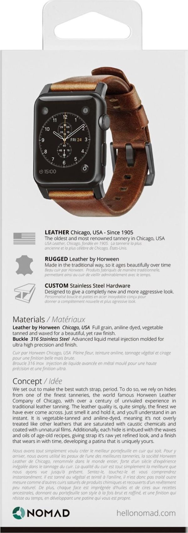 Modern Leather Apple Watch Strap Brown Black Lugs Horween-14