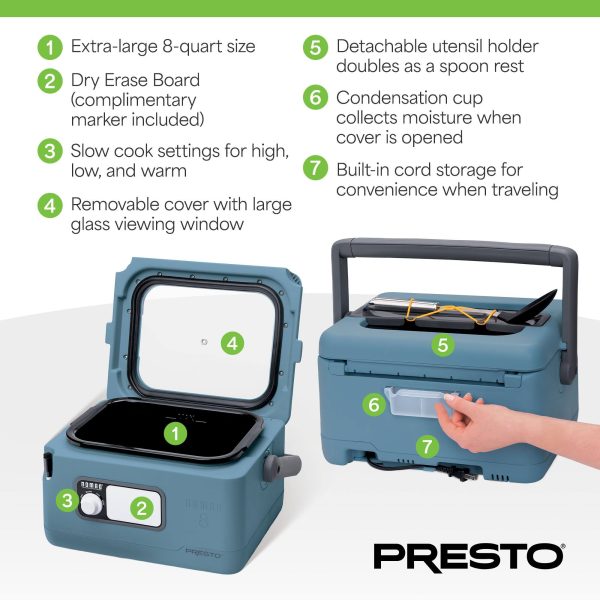 Presto Nomad Traveling Slow Cooker 8 Quart Portable-9