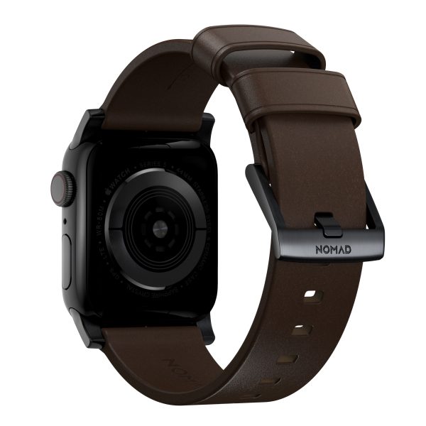 Modern Leather Apple Watch Strap Brown Black Lugs Horween-1