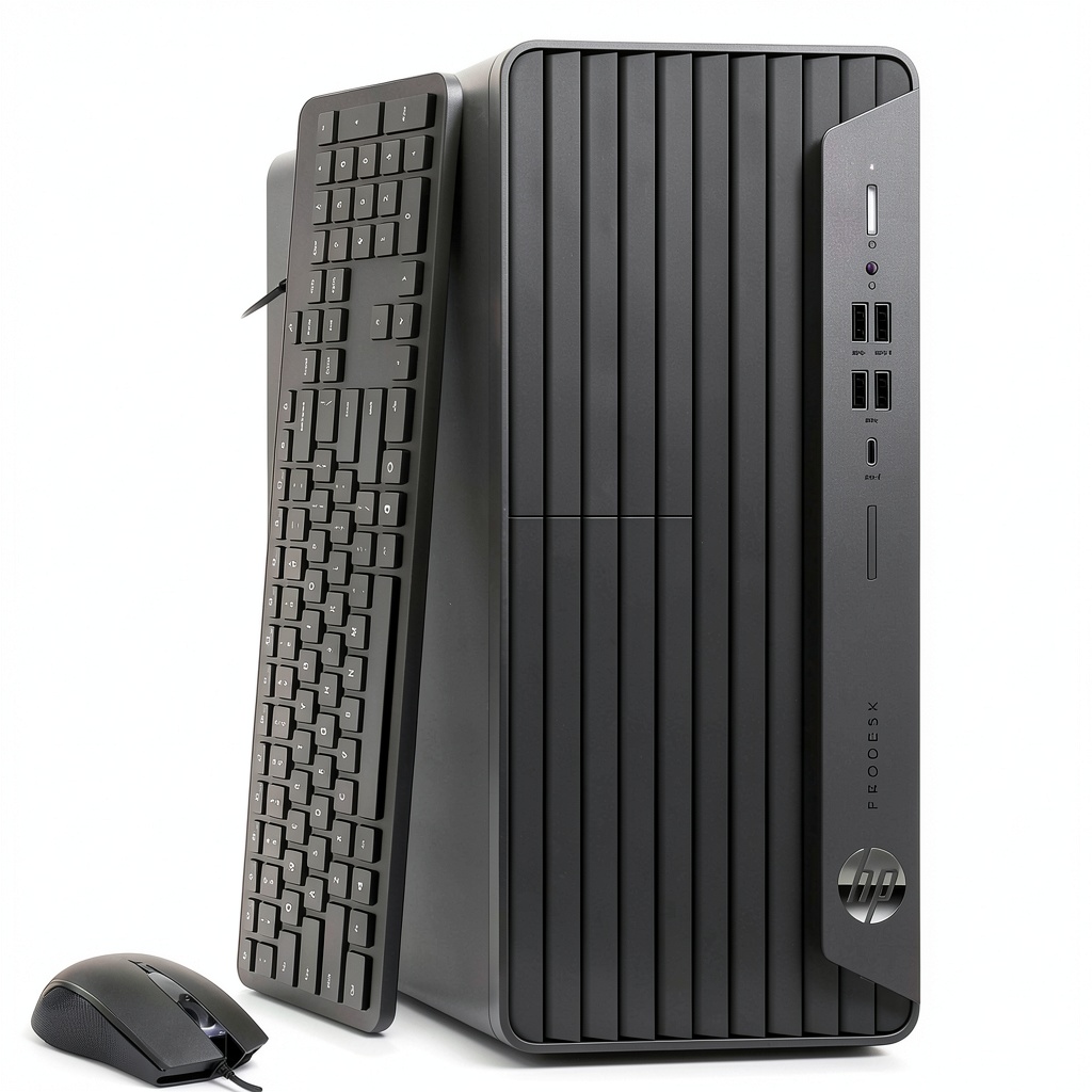 HP G6 Tower Computer on a modern office desk with monitor and accessories
