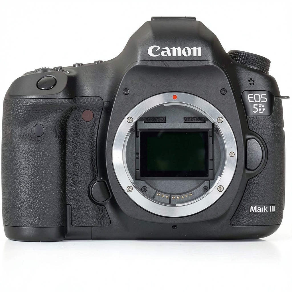 'Canon EOS 5D Mark III displayed with lens and accessories'